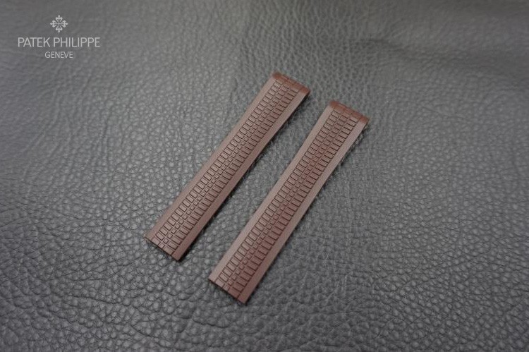 21mm 1:1 Grade Version Caoutchouc Rubber Strap Coffee Brown For Patek Philippe Watch Aquanaut 5164a 5167a-001 