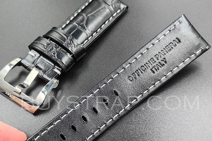 Black 24mm Alligator Crocodile OEM Bamboo Knot Custom Handmade Strap Band For Panerai 44mm Watch Case