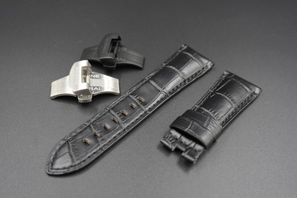 26MM BLACK ITALIAN MEN'S GENUINE LEATHER STRAP WITH BUTTERFLY BUCKLE SUBSTITUTE BAND FOR PANERAI