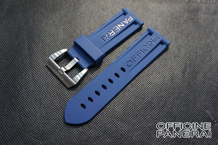 24/22.0 MM SUPER SOFT PURE RUBBER BLUE AFTERMARKET REPLACEMENT RUBBER BAND STRAP FOR PANERAI WATCH