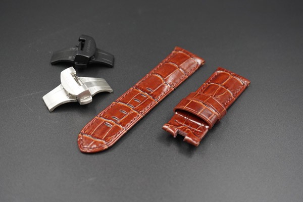 24MM BROWN ITALIAN MEN'S GENUINE LEATHER STRAP WITH BUTTERFLY BUCKLE SUBSTITUTE BAND FOR PANERAI