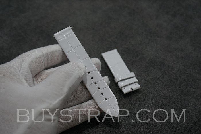 White 19mm custom high-quality crocodile alligator leather strap for Franck Muller 3002M