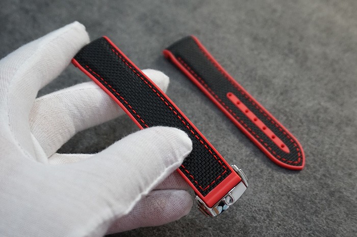 20mm 22mm Black Surface Canvas Material Red Back Rubber Strap For Omega Seamaster 600m