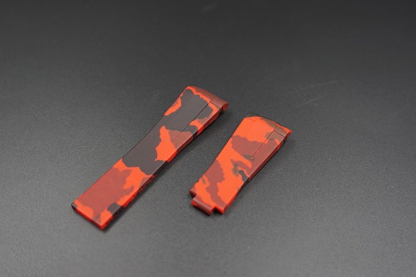 20mm Swiss Made Camouflage Red Rubber Strap for Rolex