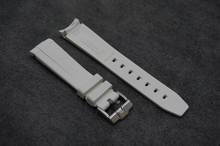 2022 Upgraded Edition 20mm White Pure Caoutchouc Rubber Fits Rolex Watch Submariner Replacement Strap With Tang Buckle