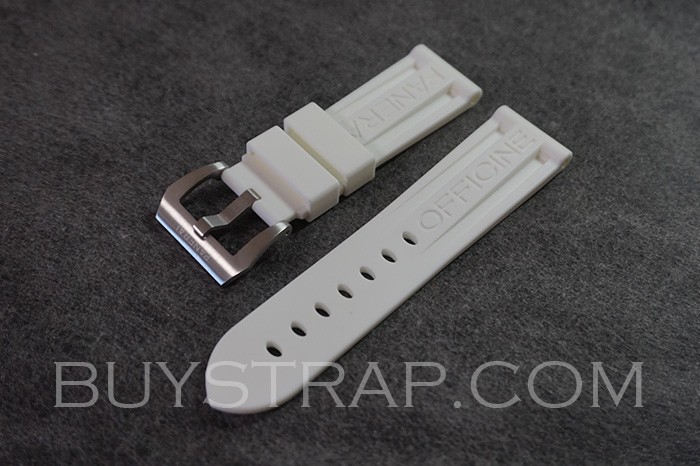 White Rubber Strap - 24.0/22.0 MM Standard For Panerai 44mm Case Watches