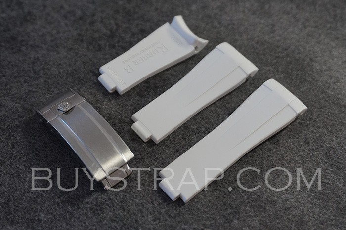 Latest upgrade White 20mm Vulcanized rubber strap for Rolex Submariner 40mm - Glidelock Edition Series