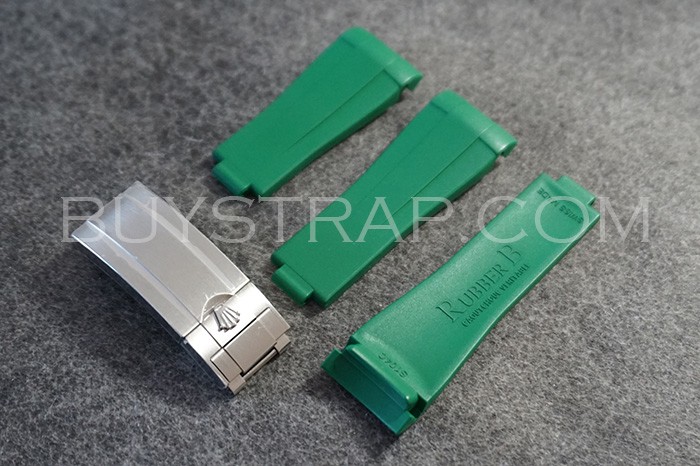 Latest upgrade Pine Green RubberB 20mm Vulcanized rubber strap for Rolex Submariner 40mm - Glidelock Edition Series