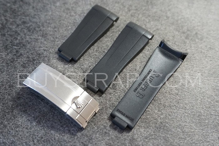 Latest upgrade Black RubberB 20mm Vulcanized rubber strap for Rolex Submariner 40mm - Glidelock Edition Series