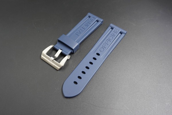 24mm Swiss Made Dark Blue Rubber Strap. Replacement for Panerai Watch