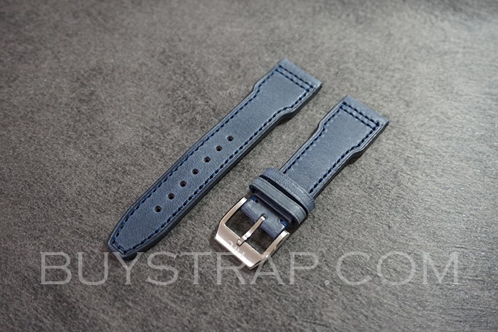 IWC AFTERMARKET 20MM 21MM 22MM VINTAGE BLUE CALF STRAP WITH TANG BUCKLE