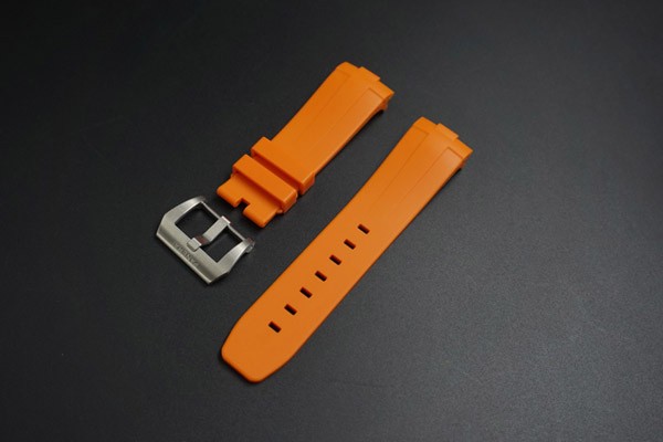 24mm Swiss Made Orange Rubber Strap for Panerai LUMINOR Watch