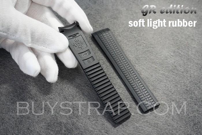 2023 GR Edition Black 21mm Soft Light Rubber Strap for Patek Philippe Aquanaut 5167. Fits Original Pins