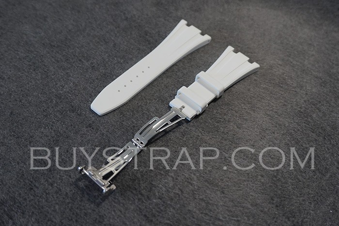 JF Version White 28/18 Rubber Strap With Deployment Deployant Folding Clasp (Optional) For Audemars Piguet Royal Oak 42mm Watches