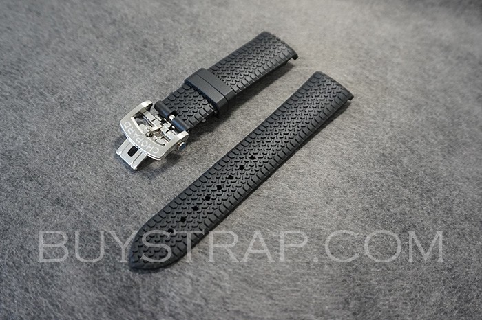 V7 Top Grade Edition 21mm Black Curved Lug Pure Rubber Strap for Chopard