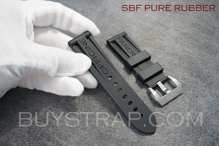 2023 SBF 24mm Black Pure Rubber (not Silicon) Strap For Panerai 44mm Watch