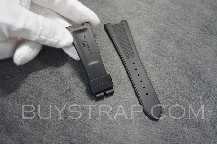 2023 Jet Black Natural Rubber 25x18 Watch Strap Band For Patek Philippe Nautilus 5712 5726