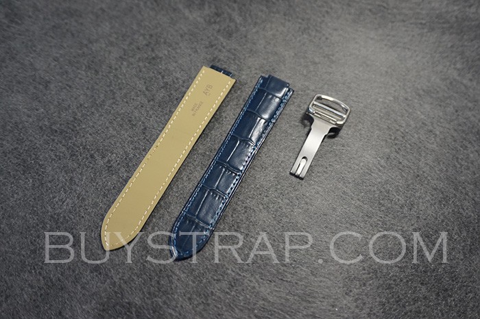AF Edition 20mm Alligator Style Amazing Blue Calf Leather Strap For Cartier Ballon Bleu