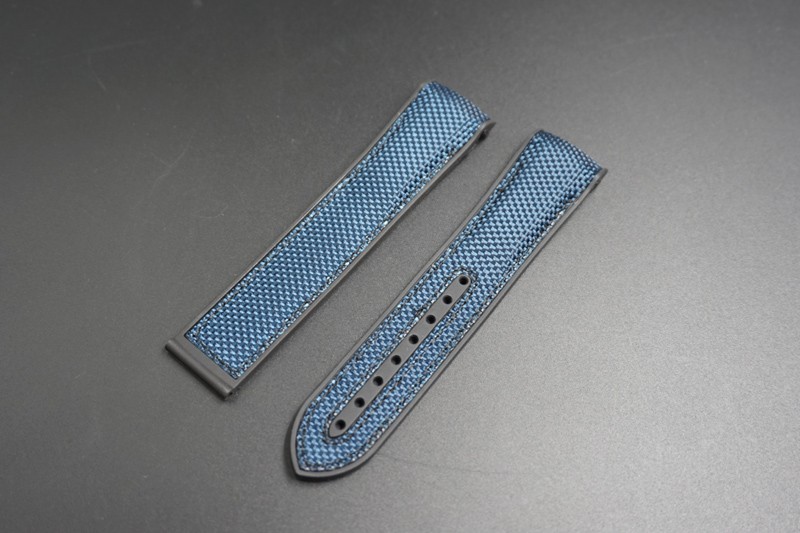 22x20 Blue Canvas surface rubber strap for Omega watch