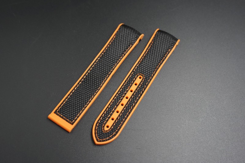 22x20 Black Canvas surface and orange rubber strap for Omega watch