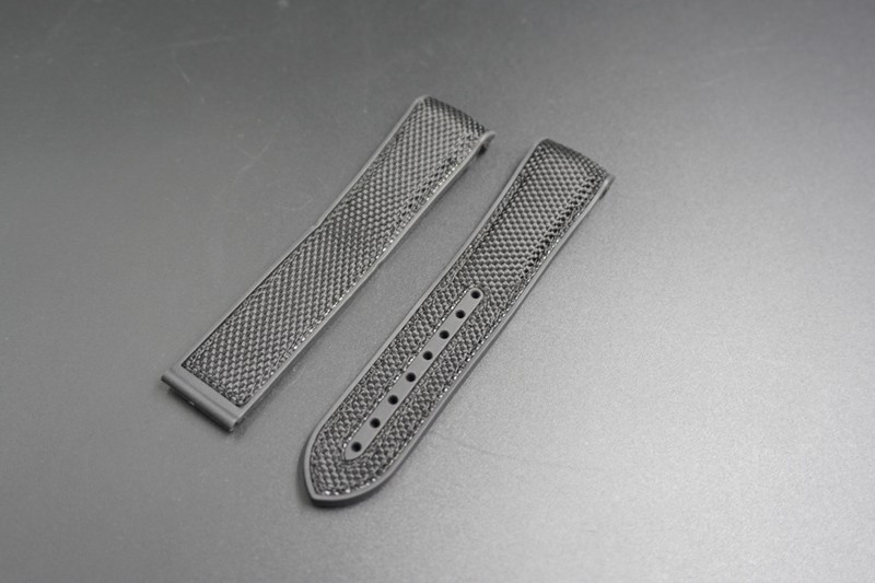 22x20 Black Canvas surface rubber strap for Omega watch