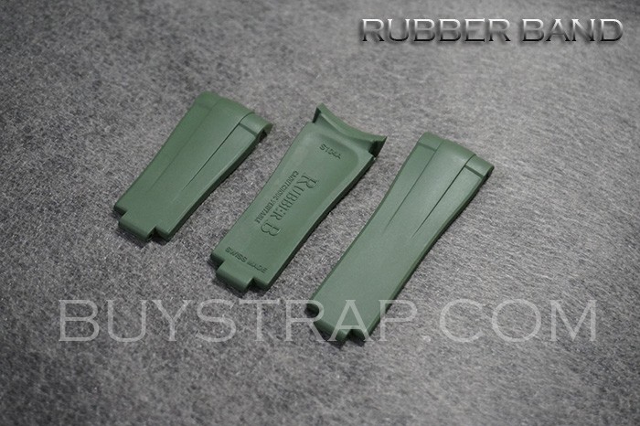 2024 New Version 21mm Army Green Rubber Band RubberB Replacement Strap for Rolex 41mm Submariner