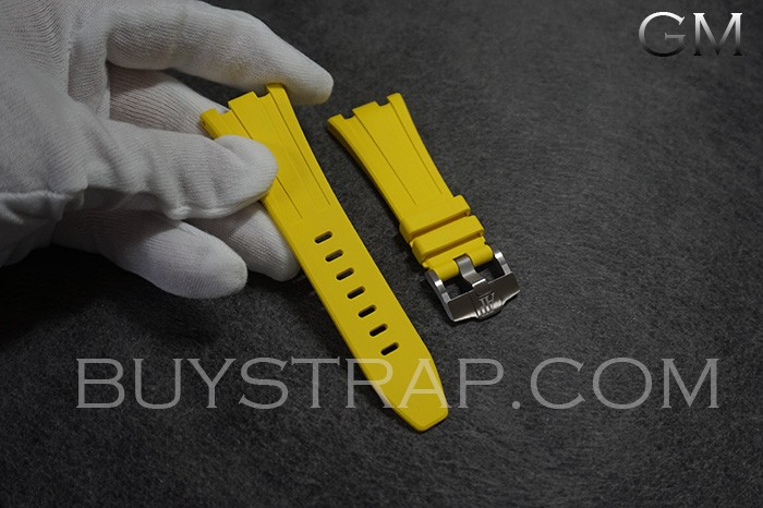 GM Version 28mm Caoutchouc Veritable Yellow Rubber Strap For Audemars Piguet 42mm Watches 26470