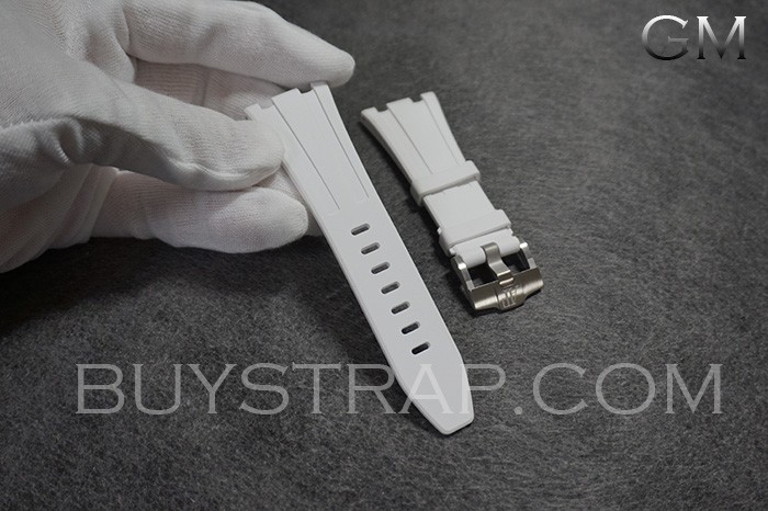 GM Version 28mm Caoutchouc Veritable White Rubber Strap For Audemars Piguet 42mm Watches 26470