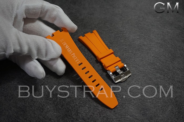 GM Version 28mm Caoutchouc Veritable Orange Rubber Strap For Audemars Piguet 42mm Watches 26470