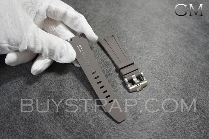 GM Version 28mm Caoutchouc Veritable Grey Rubber Strap For Audemars Piguet 42mm Watches 26470