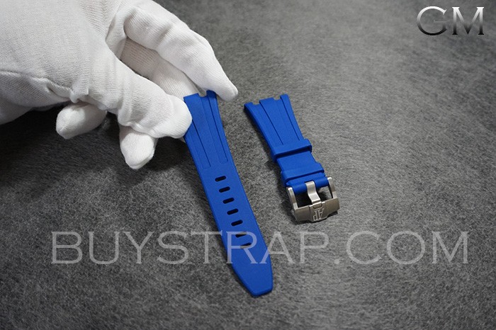GM Version 28mm Caoutchouc Veritable Bright Blue Rubber Strap For Audemars Piguet 42mm Watches 26470