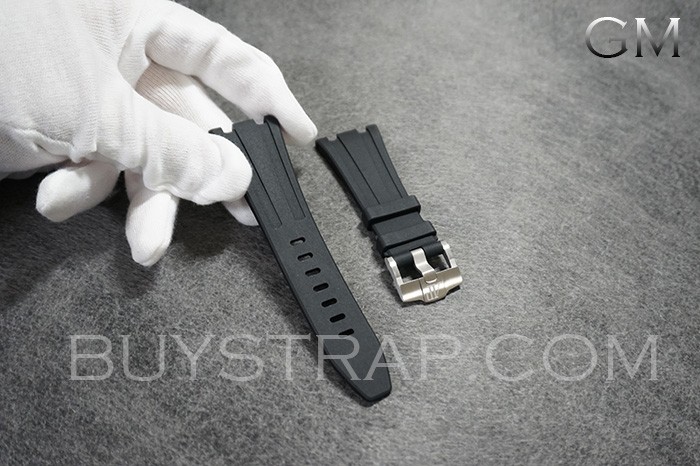 GM Version 28mm Caoutchouc Veritable Classic Black Rubber Strap For Audemars Piguet 42mm Watches 26470