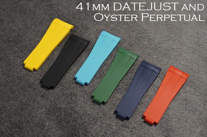 6 new summer colors caoutchouc veritable 21mm rubber strap for 41mm Rolex Datejust m126334 and Oyster Perpetual m124300
