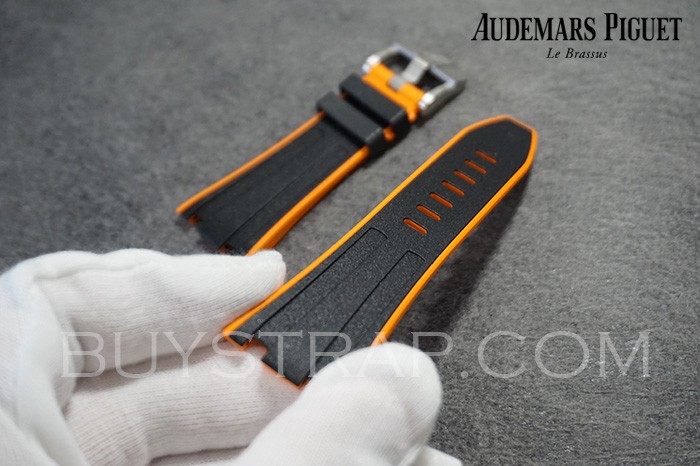 2024 New Version Two-Tone (Orange&Black) Style Long Size 28mm Pure Rubber (Not Silicon) For Audemars Piguet 26470 ROYAL OAK OFFSHORE and Other 42mm Watch Case