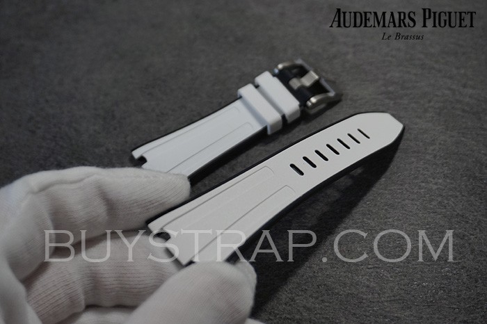 2024 New Version Two-Tone (White&Black) Style Long Size 28mm Pure Rubber (Not Silicon) For Audemars Piguet 26470 ROYAL OAK OFFSHORE and Other 42mm Watch Case