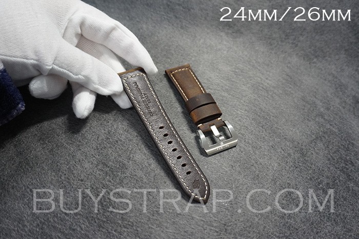24mm/26mm Vintage Brown Cowhide Leather Strap for Panerai