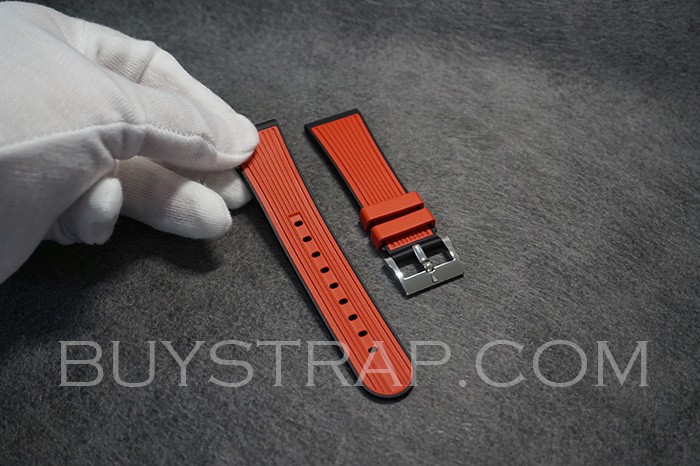 23mm Caoutchouc Veritable Red&Black Rubber Strap Band For Blancpain FIFTY FATHOMS