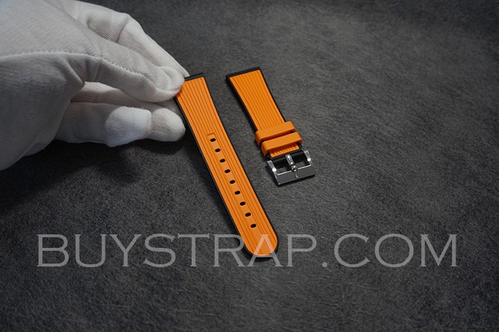 23mm Caoutchouc Veritable Orange&Black Rubber Strap Band For Blancpain FIFTY FATHOMS