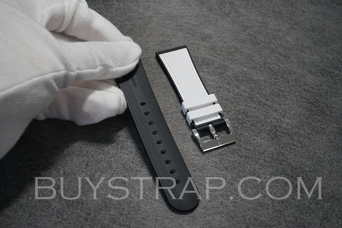 23mm Caoutchouc Veritable White&Black Rubber Strap Band For Blancpain FIFTY FATHOMS