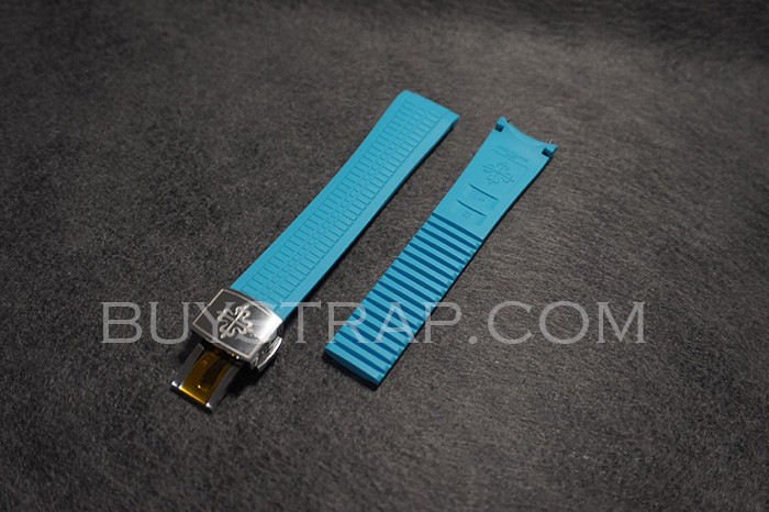 2025 C09 ZF Version Summer Colors Miami Blue 21mm Caoutchouc Veritable Rubber Strap for Patek Philippe Aquanaut 5167