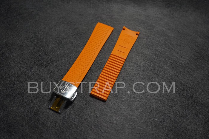 2025 C09 ZF Version Summer Orange 21mm Caoutchouc Veritable Rubber Strap for Patek Philippe Aquanaut 5167