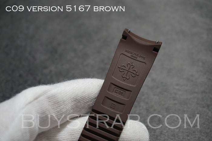 2025 GM Grade Brown 21mm Caoutchouc Veritable Rubber Strap for Patek Philippe Aquanaut 5167