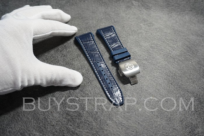 Blue alligator rubber strap for Franck Muller V45