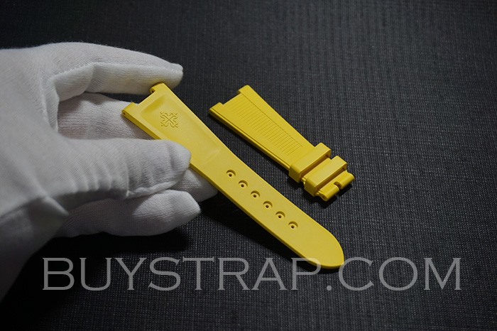 New Release Yellow Natural Rubber 25x18 Watch Strap Band For Patek Philippe Nautilus 5712 5726
