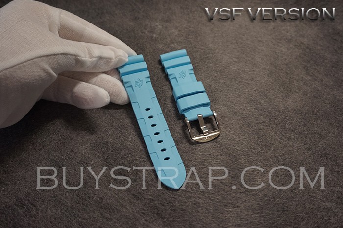VSF Edition 22/20 mm, 24/22 mm, 26/22 mm Aqua Light Blue Accordion Rubber Strap For Panerai Watch