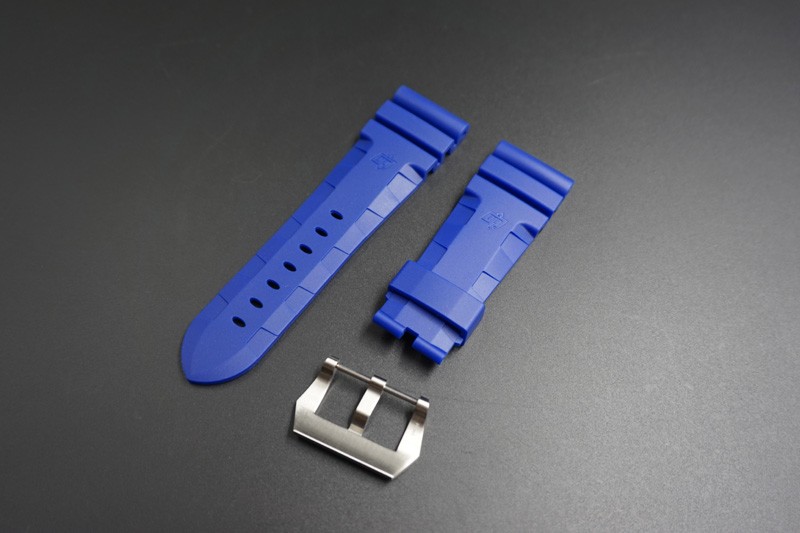 26/22.0 MM CAOUTCHOUC LIGHT BLUE ACCORDION RUBBER BAND STRAP FOR PANERAI WATCH