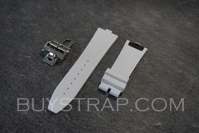 24mm Quality Replacement White Rubber Strap With Quick Release Titanium Connector For Vacheron Constantin Overseas 4500V 5500V Watch