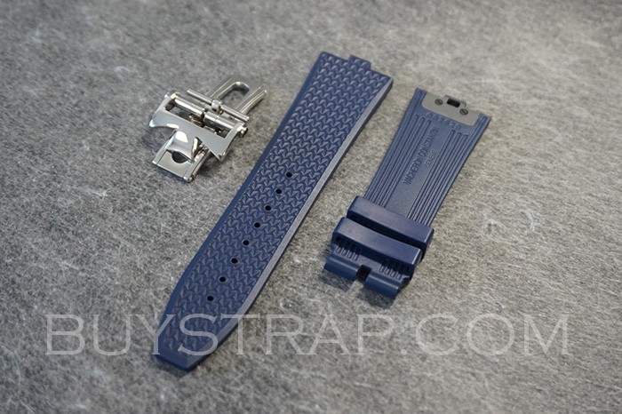 24mm Quality Replacement Dark Blue Rubber Strap With Quick Release Titanium Connector For Vacheron Constantin Overseas 4500V 5500V Watch