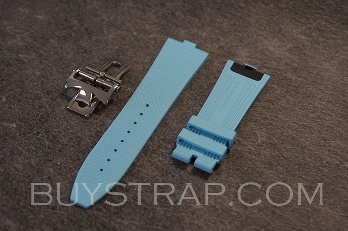 24mm Quality Replacement Miami Blue Rubber Strap With Quick Release Titanium Connector For Vacheron Constantin Overseas 4500V 5500V Watch