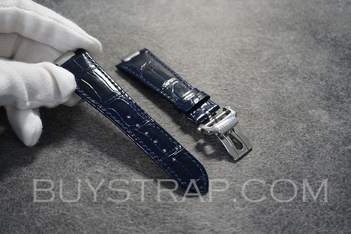 2025 New Blue Color Alligator Crocodile Leather Strap Watch Band For Patek Philippe Nautilus 5712